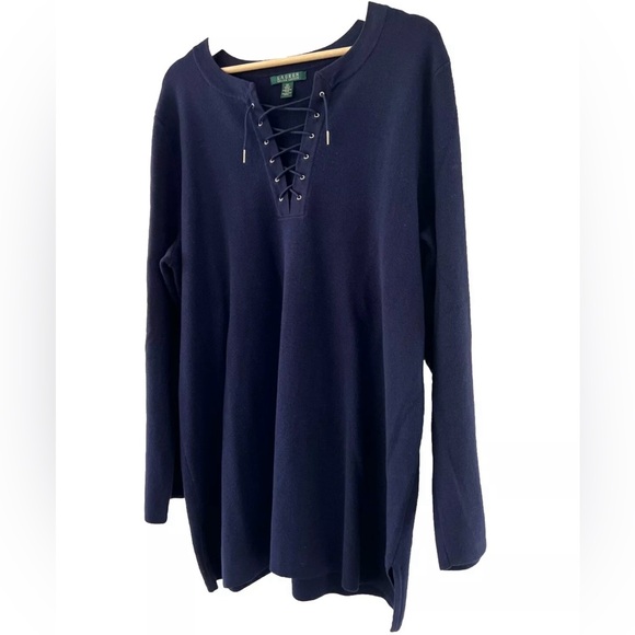 Lauren Ralph Lauren Navy Sweater 2X 100% Cotton - Picture 9 of 16